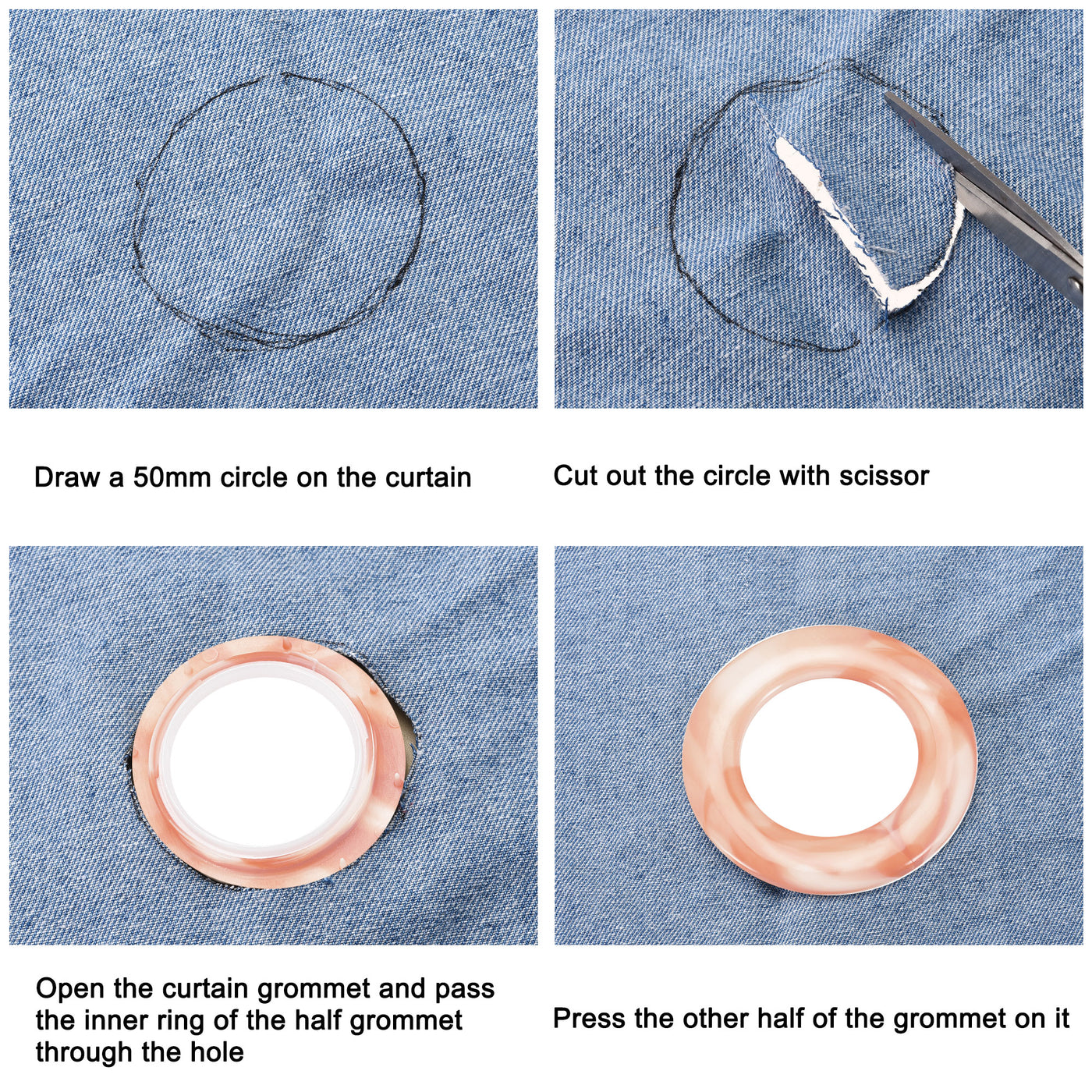 Harfington Curtain Grommets Curtain Eyelets Rings Home Window Decor