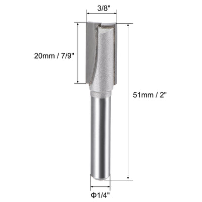 Harfington 3/8" Dia 1/4" Shank Bottom Cleaning Router Bit 2 Flute Carbide Tipped Uncoated