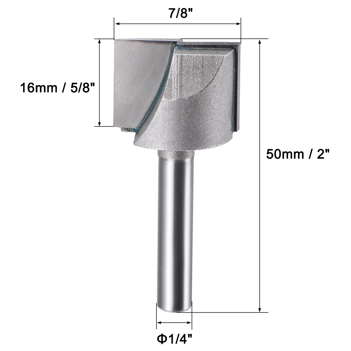 Harfington 7/8" Dia 1/4" Shank Bottom Cleaning Router Bit 2 Flute Carbide Tipped Uncoated