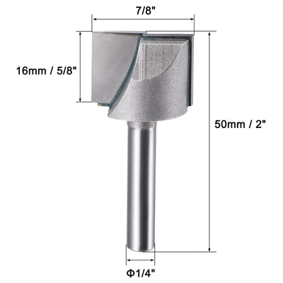 Harfington 7/8" Dia 1/4" Shank Bottom Cleaning Router Bit 2 Flute Carbide Tipped Uncoated