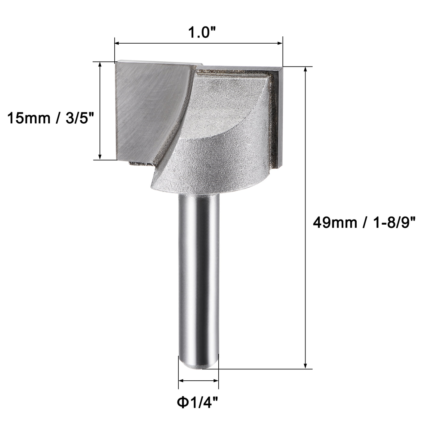 Harfington 1" Dia 1/4" Shank Bottom Cleaning Router Bit 2 Flute Carbide Tipped Uncoated