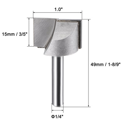 Harfington 1" Dia 1/4" Shank Bottom Cleaning Router Bit 2 Flute Carbide Tipped Uncoated