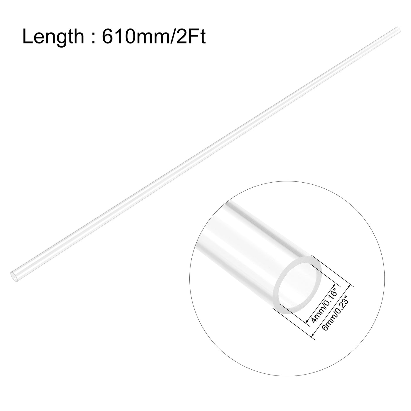 Harfington Clear Rigid Tube Length Round Plastic Polycarbonate Tube