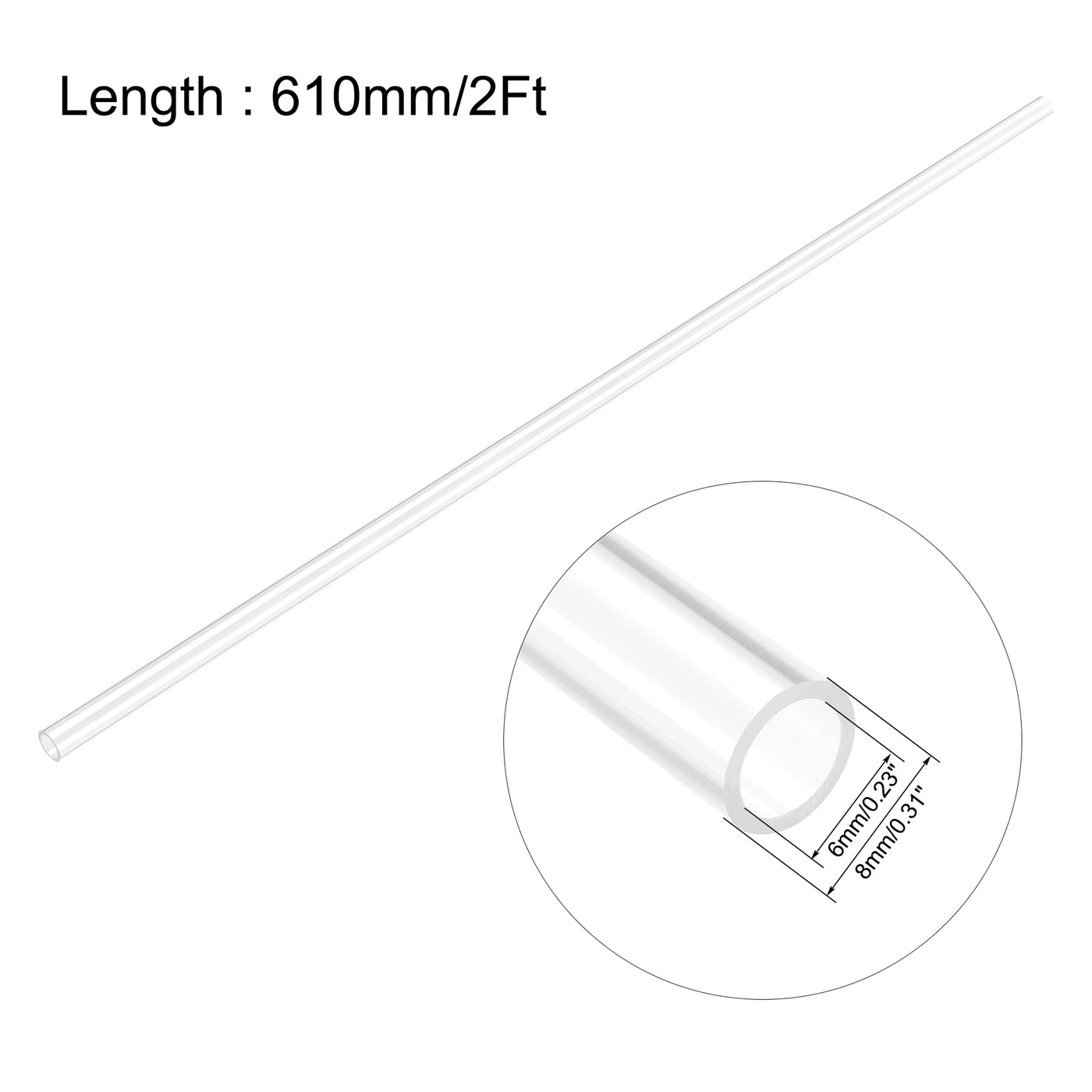 Harfington Clear Rigid Tube Length Round Plastic Polycarbonate Tube