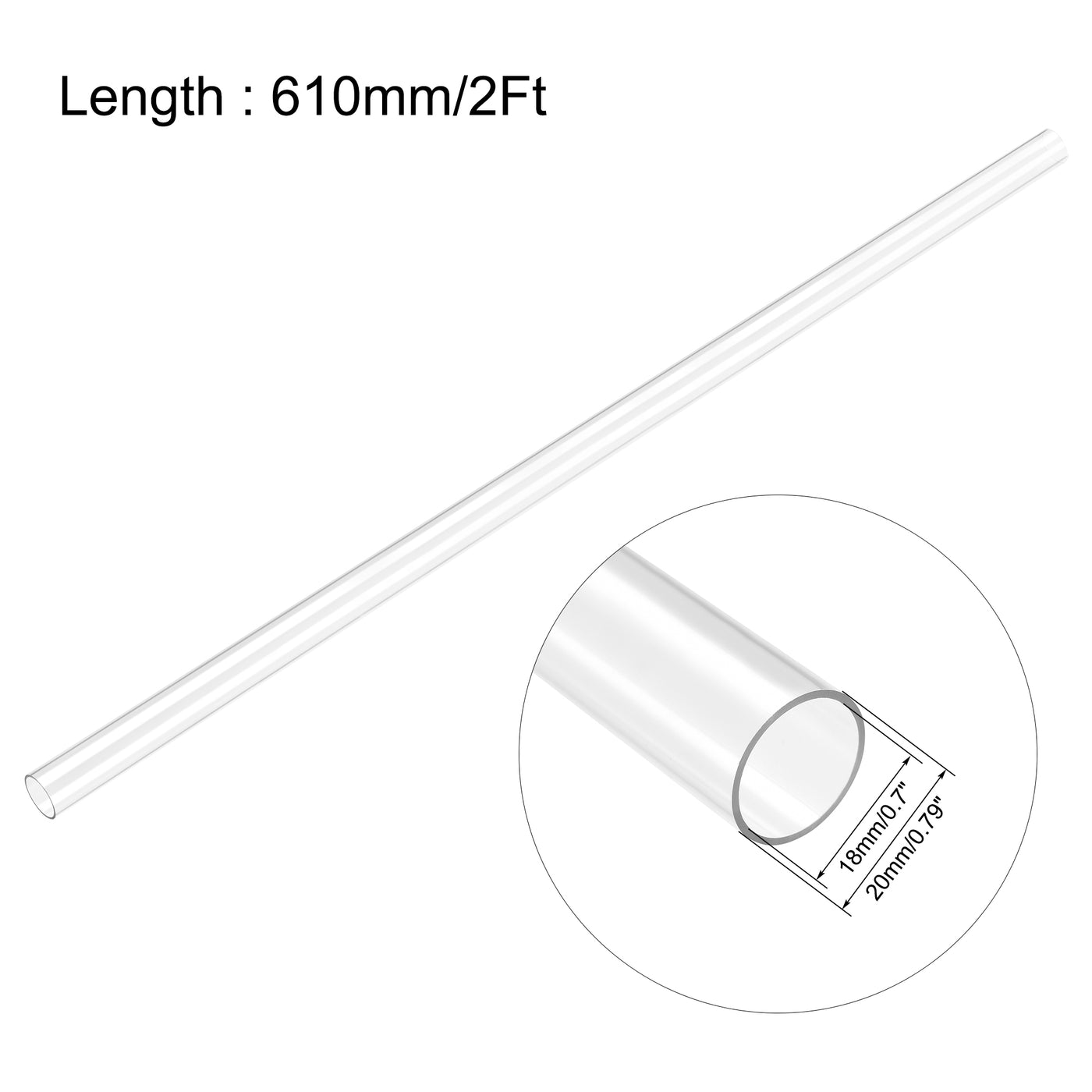 Harfington Clear Rigid Tube Length Round Plastic Polycarbonate Tube