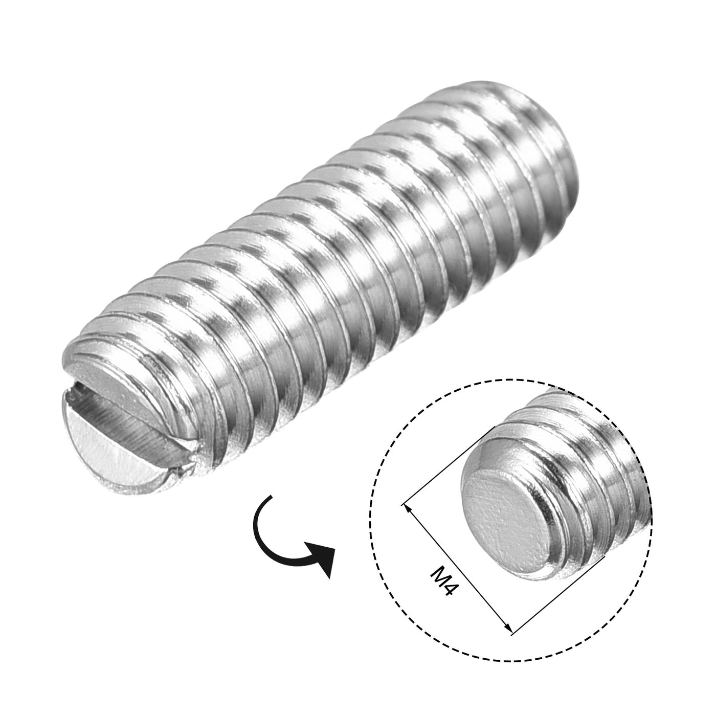 Harfington Slotted Set Grub Screws, M4 Metric 304 Stainless Steel Flat Point Set Screws Assortment Kit 1set (100pcs)