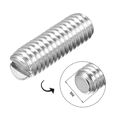 Harfington Slotted Set Grub Screws, M4 Metric 304 Stainless Steel Flat Point Set Screws Assortment Kit 1set (100pcs)