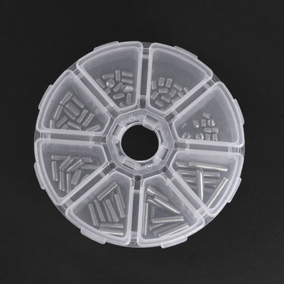 Harfington Slotted Set Grub Screws, M4 Metric 304 Stainless Steel Flat Point Set Screws Assortment Kit 1set (100pcs)