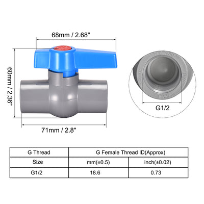 Harfington Ball Valve, Female Thread PVC Valve for Aquarium Setup10Pcs