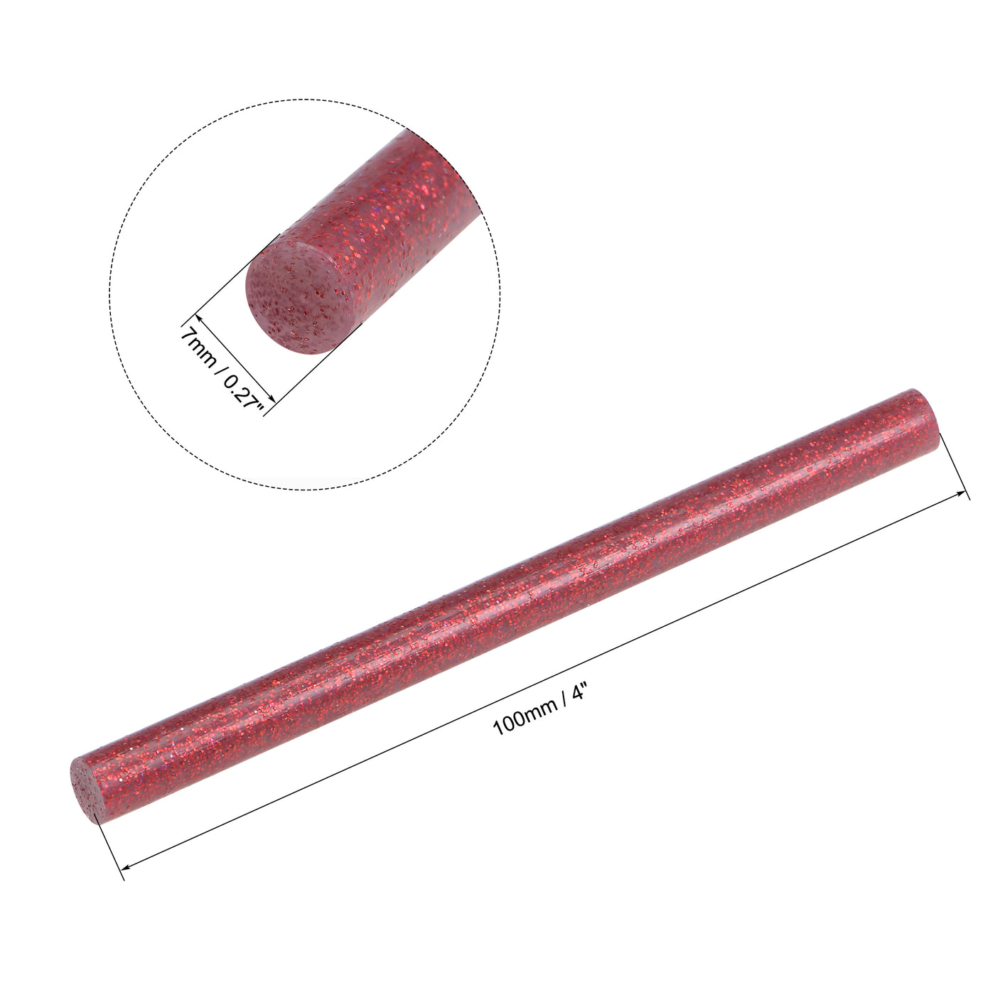 Harfington 140pcs Clear Mini Hot Glue Gun Sticks 4-inch x 0.27-inch for Glue Guns, Glitter Red/Silver/Green/Golden/Blue/Rose Red, 7 Colors