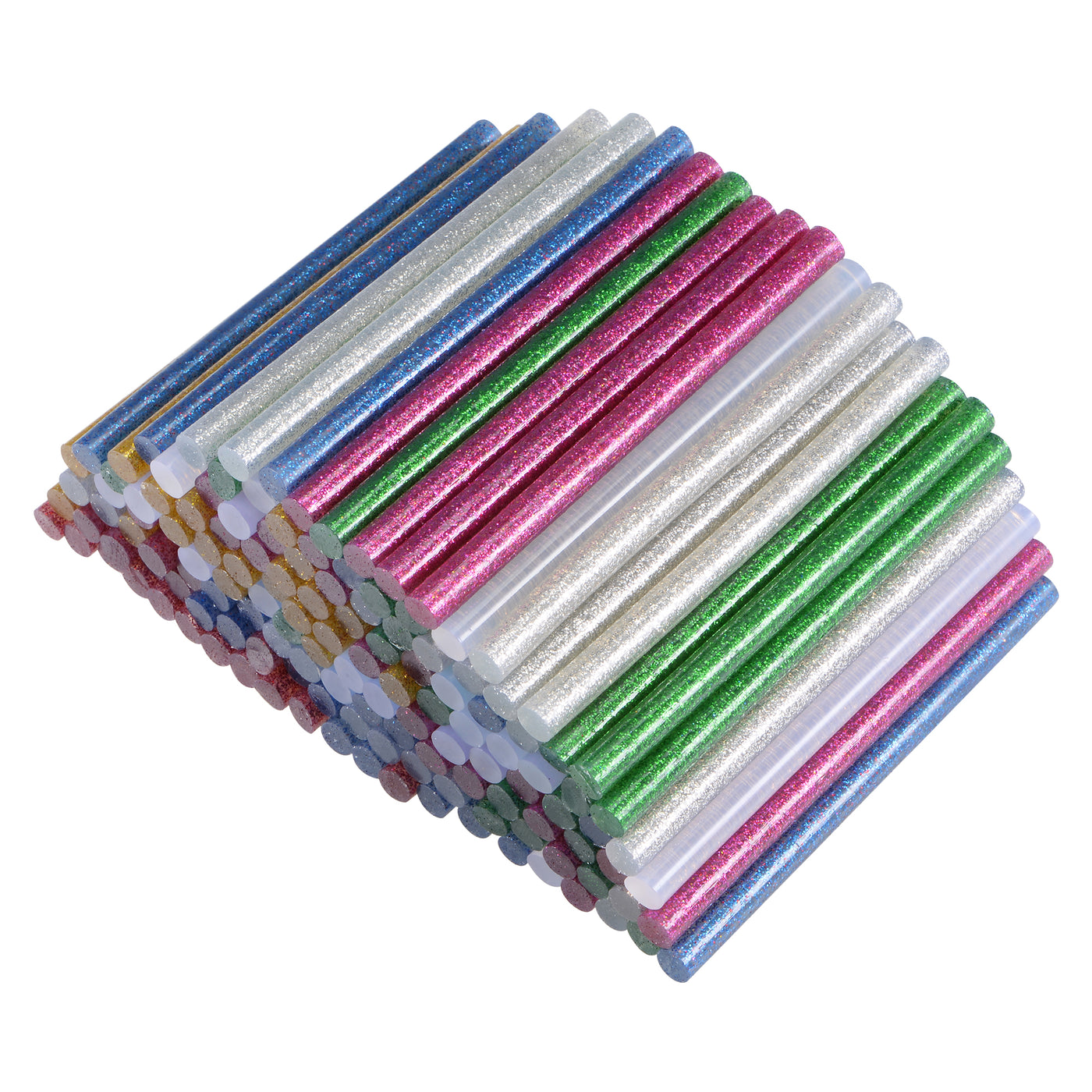 Harfington 140pcs Clear Mini Hot Glue Gun Sticks 4-inch x 0.27-inch for Glue Guns, Glitter Red/Silver/Green/Golden/Blue/Rose Red, 7 Colors