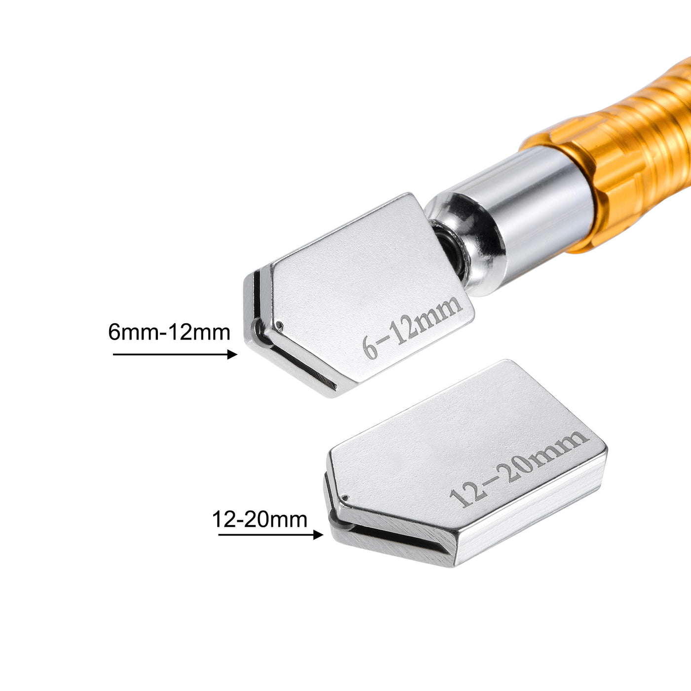 Harfington Glass Cutter 6-12mm, Pencil Style Oil Feed Carbide Tip Aluminum Alloy Handle with 12-20mm Replacement Blade, Oil Dispenser, Scribing Pen (Golden)