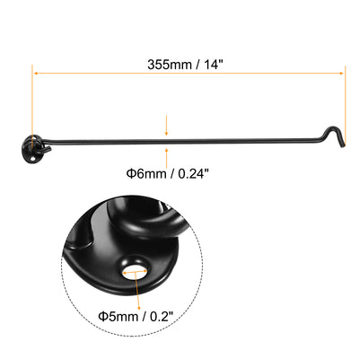 Harfington 14" Cabin Hook Eye Latch Gate Door Swivel Window Hook 201 Stainless Steel with Screws Black 2pcs