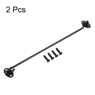 Harfington 14" Cabin Hook Eye Latch Gate Door Swivel Window Hook 201 Stainless Steel with Screws Black 2pcs