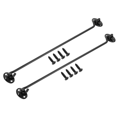 Harfington 14" Cabin Hook Eye Latch Gate Door Swivel Window Hook 201 Stainless Steel with Screws Black 2pcs
