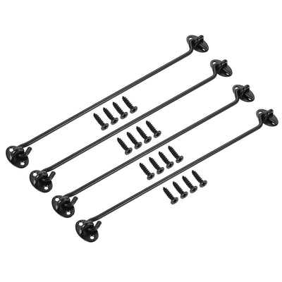 Harfington 14" Cabin Hook Eye Latch Gate Door Swivel Window Hook 201 Stainless Steel with Screws Black 4pcs