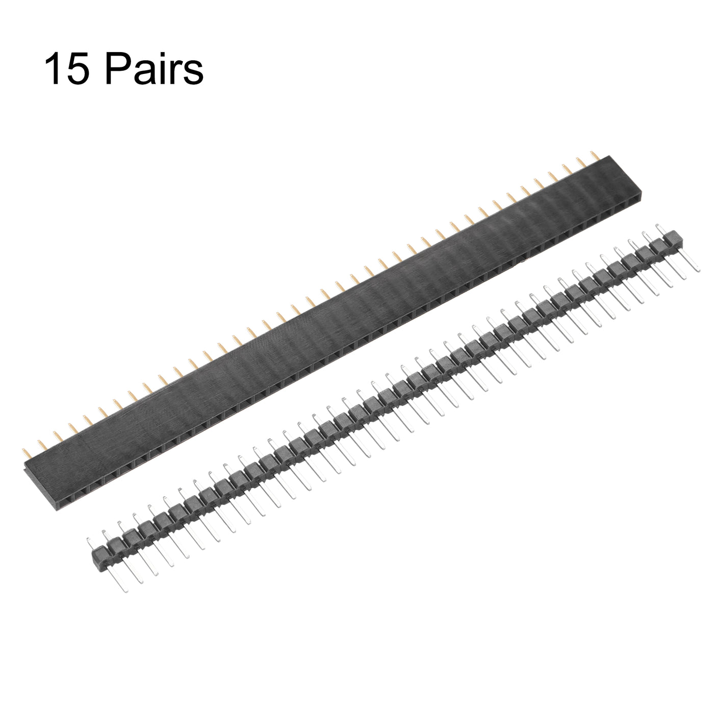 Harfington 15 Pair Male and Female Pin Header,40 Pin 2.54mm Straight Single Row Breakable Header Connector PCB Pin Strip