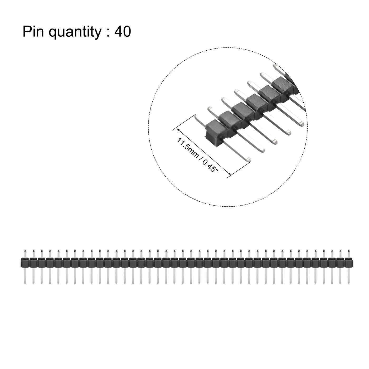 Harfington 15 Pair Male and Female Pin Header,40 Pin 2.54mm Straight Single Row Breakable Header Connector PCB Pin Strip
