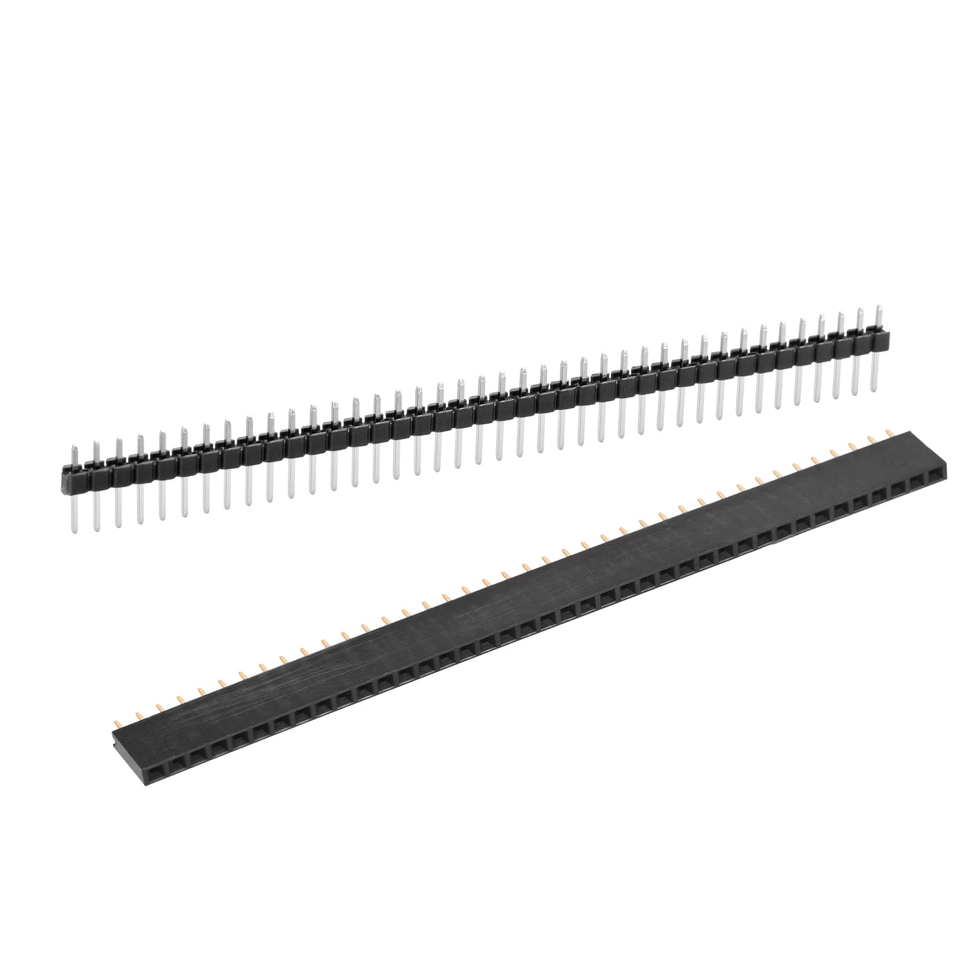 Harfington 15 Pair Male and Female Pin Header,40 Pin 2.54mm Straight Single Row Breakable Header Connector PCB Pin Strip