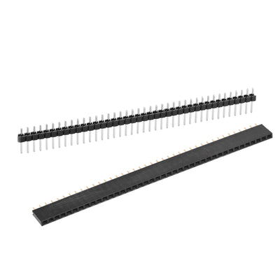 Harfington 15 Pair Male and Female Pin Header,40 Pin 2.54mm Straight Single Row Breakable Header Connector PCB Pin Strip