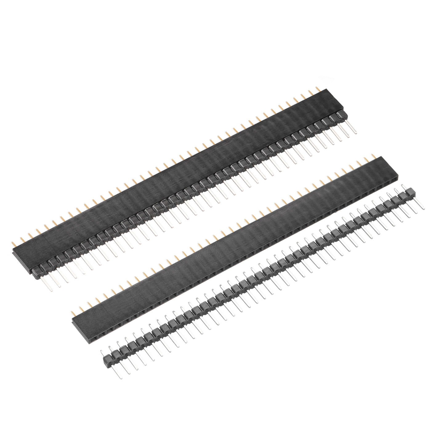 Harfington 15 Pair Male and Female Pin Header,40 Pin 2.54mm Straight Single Row Breakable Header Connector PCB Pin Strip