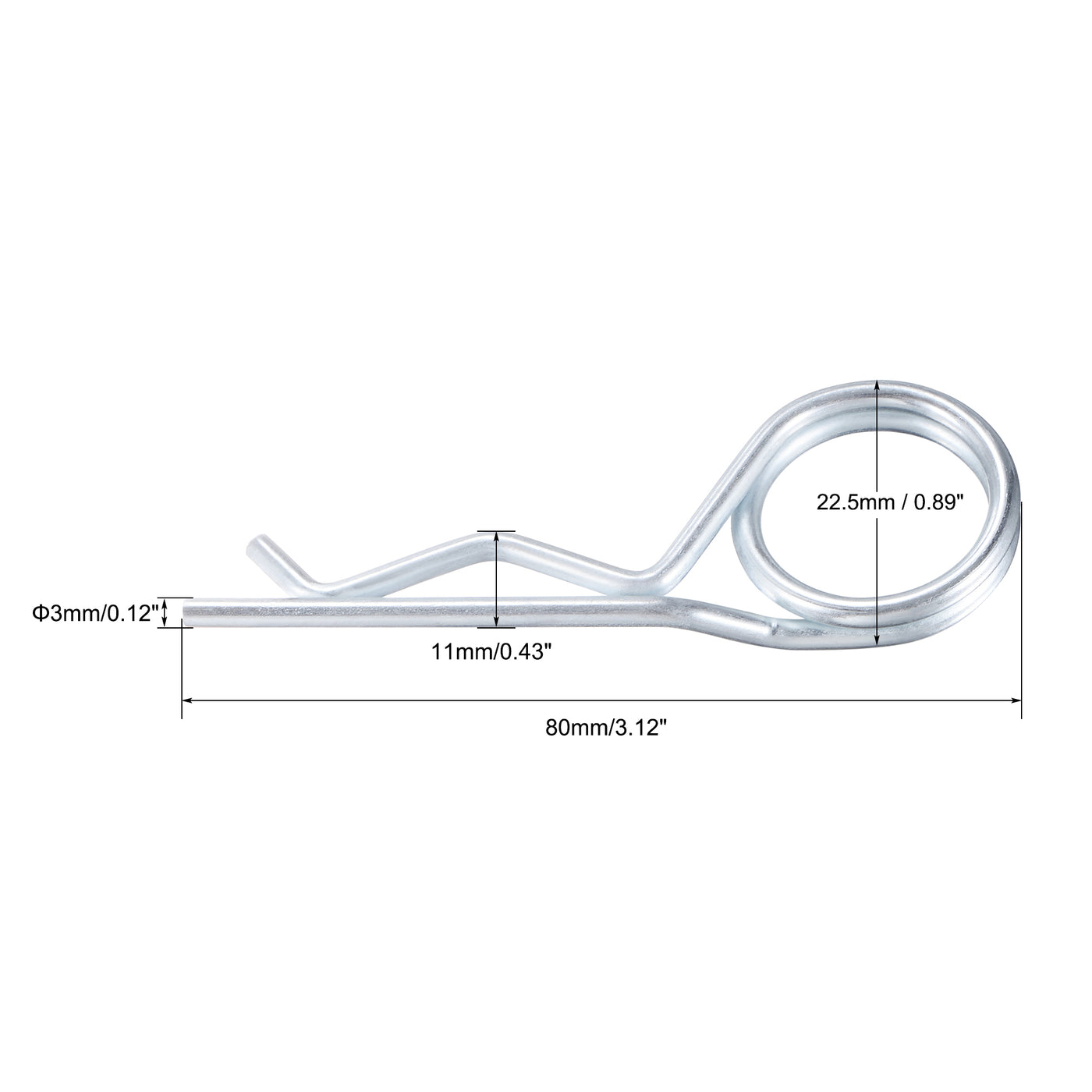 Harfington R-Clip Pins - R Shaped Spring Cotter Pin Zinc-plating Trailer Tractor Mower Fastener Hardware