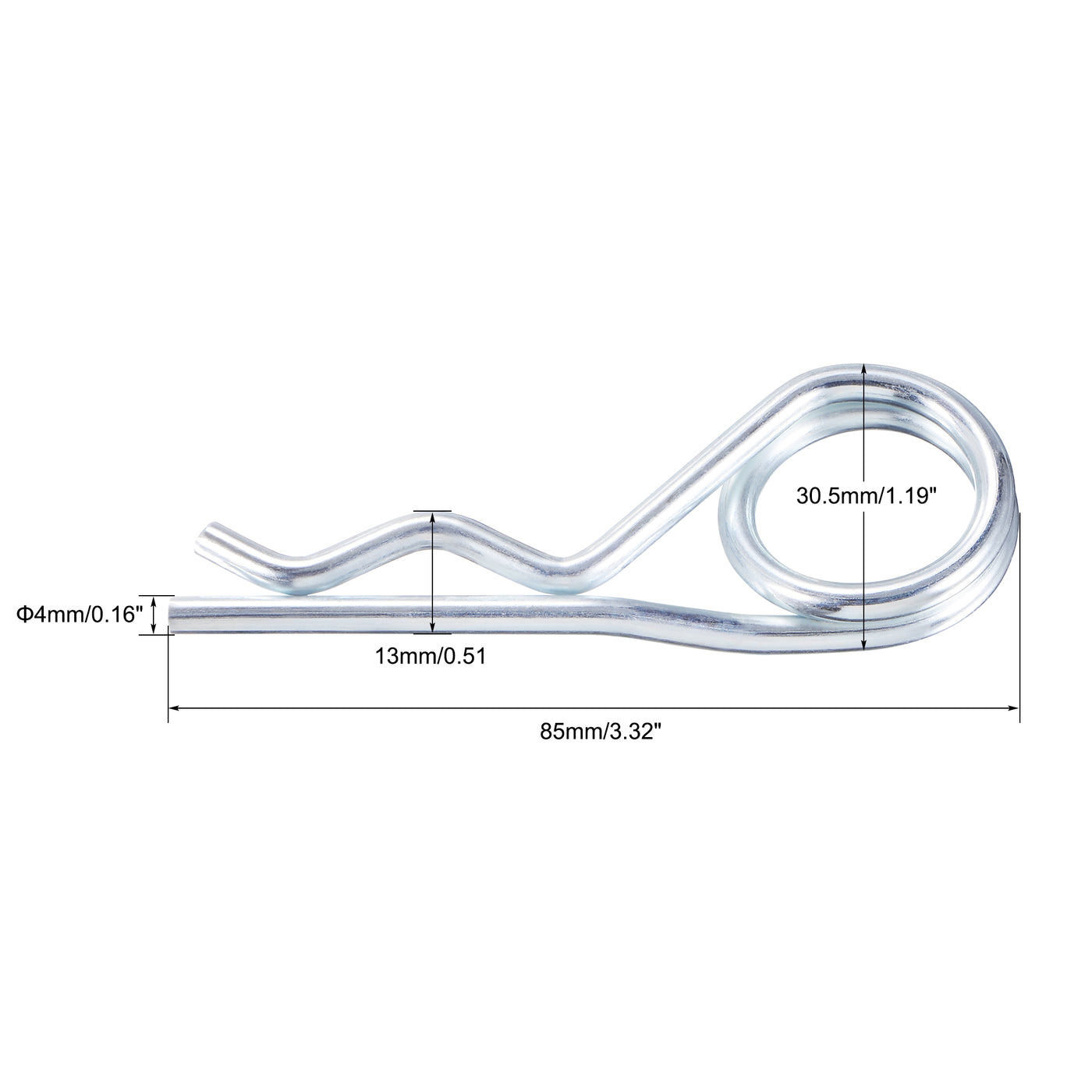 Harfington R-Clip Pins - R Shaped Spring Cotter Pin Zinc-plating Trailer Tractor Mower Fastener Hardware