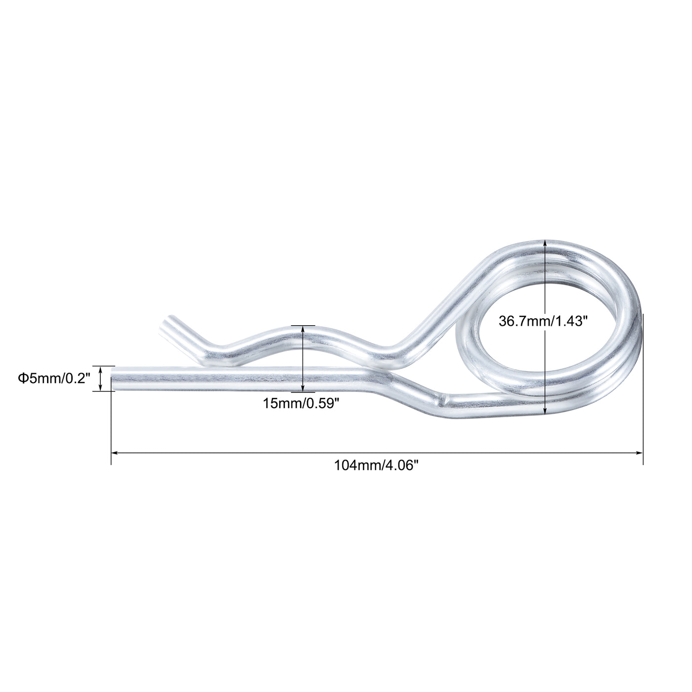 Harfington R-Clip Pins - R Shaped Spring Cotter Pin Zinc-plating Trailer Tractor Mower Fastener Hardware