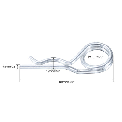 Harfington R-Clip Pins - R Shaped Spring Cotter Pin Zinc-plating Trailer Tractor Mower Fastener Hardware