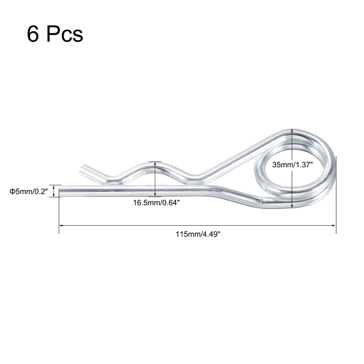 Harfington R-Clip Pins - R Shaped Spring Cotter Pin Zinc-plating Trailer Tractor Mower
