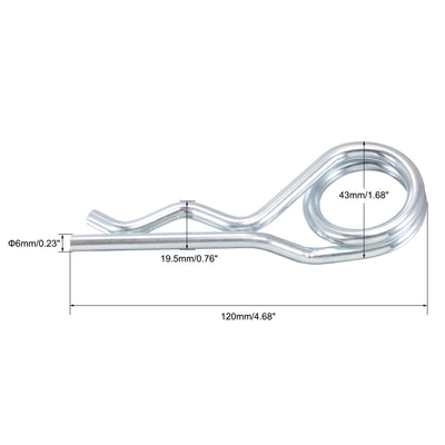 Harfington R-Clip Pins - R Shaped Spring Cotter Pin Zinc-plating Trailer Tractor Mower Fastener Hardware