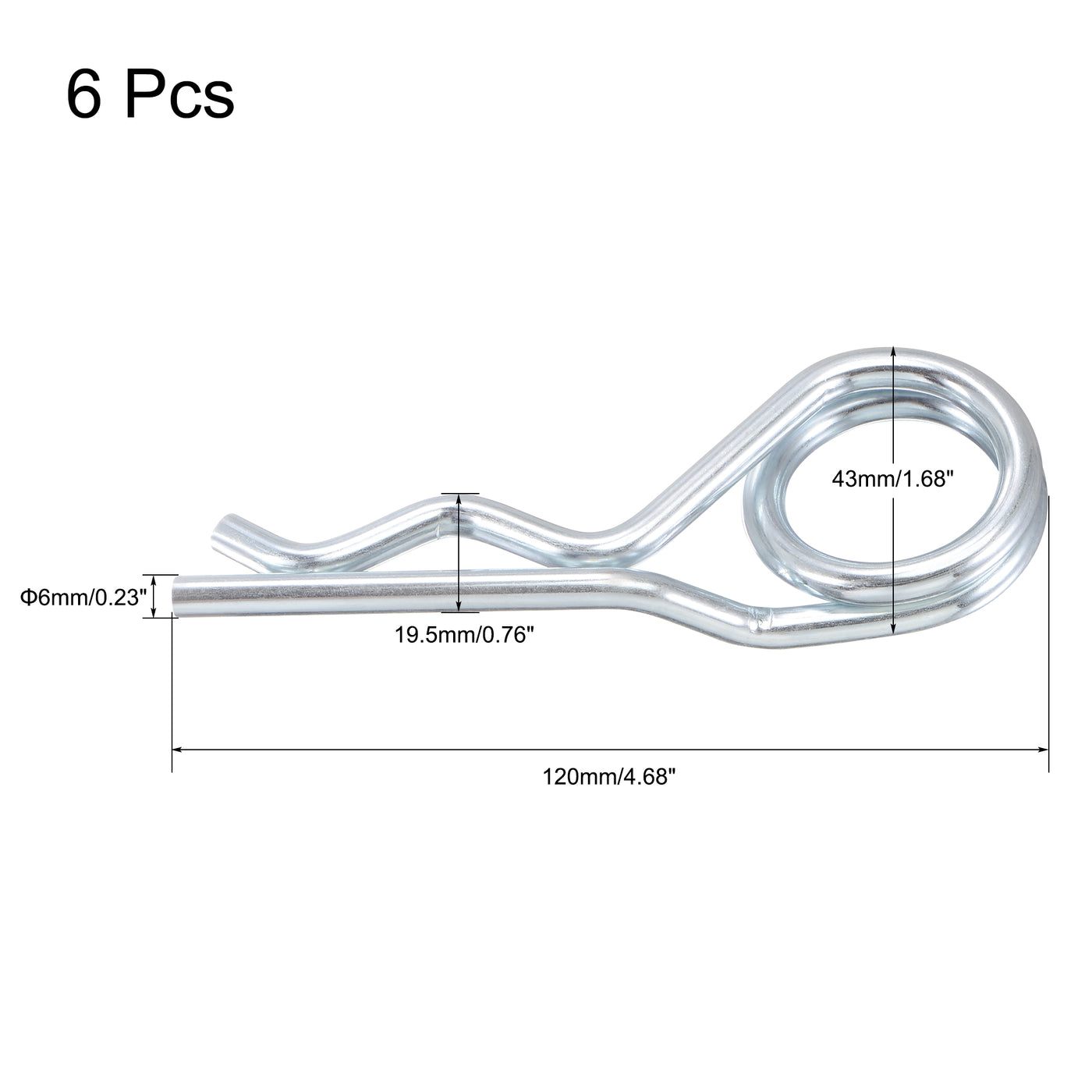 Harfington R-Clip Pins - R Shaped Spring Cotter Pin Zinc-plating Trailer Tractor Mower