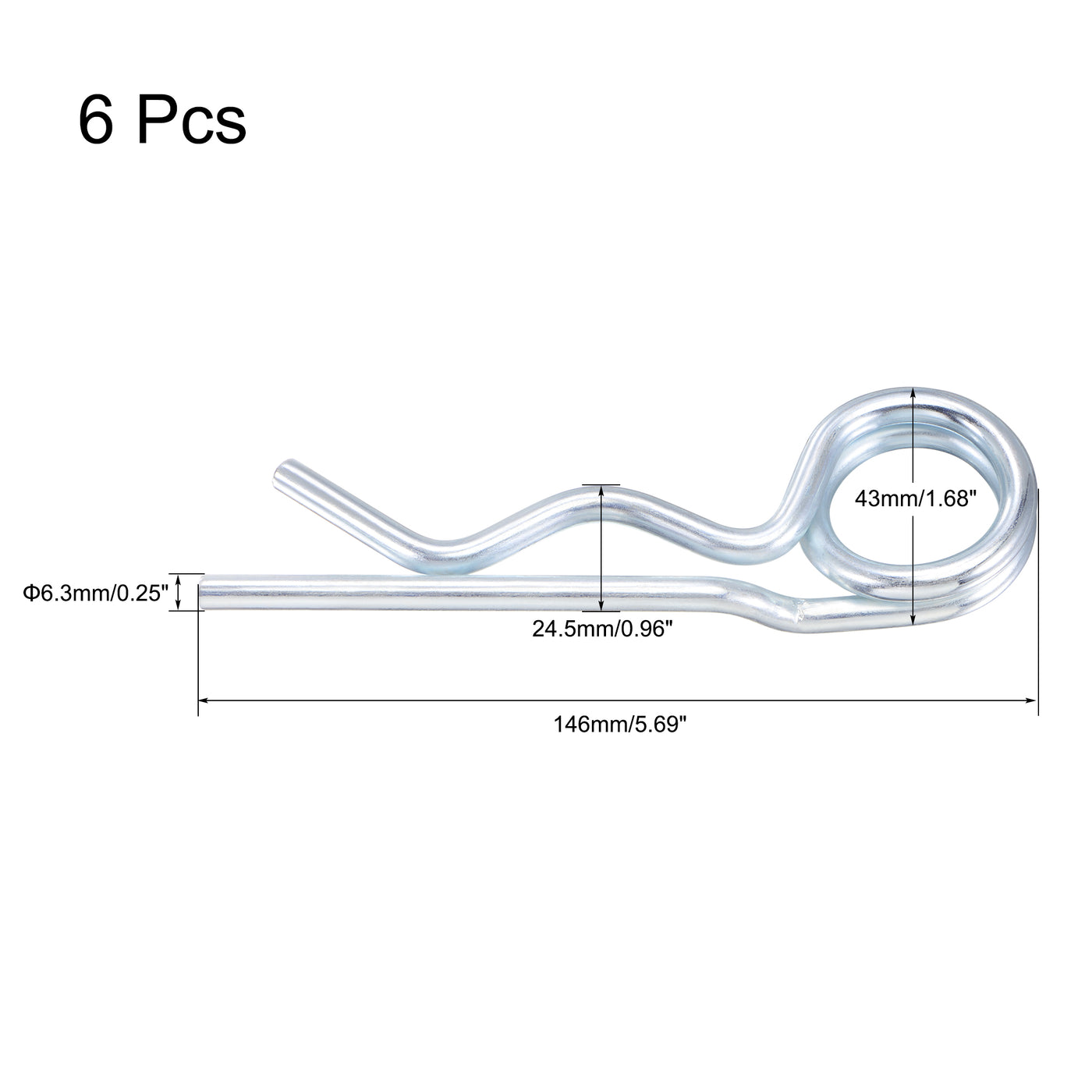 Harfington R-Clip Pins - R Shaped Spring Cotter Pin Zinc-plating Trailer Tractor Mower