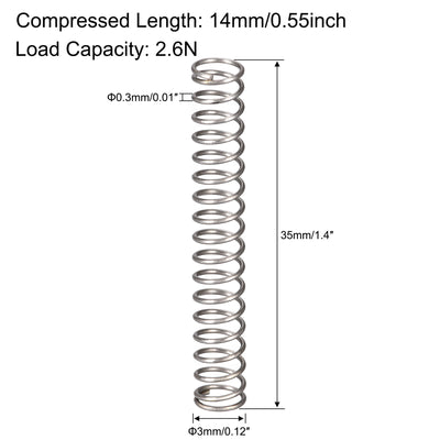 Harfington Uxcell Compressed Spring, Free Length,2.6N Load Capacity,Gray,10pcs