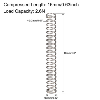 Harfington Uxcell Compressed Spring, Free Length,2.6N Load Capacity,Gray,10pcs