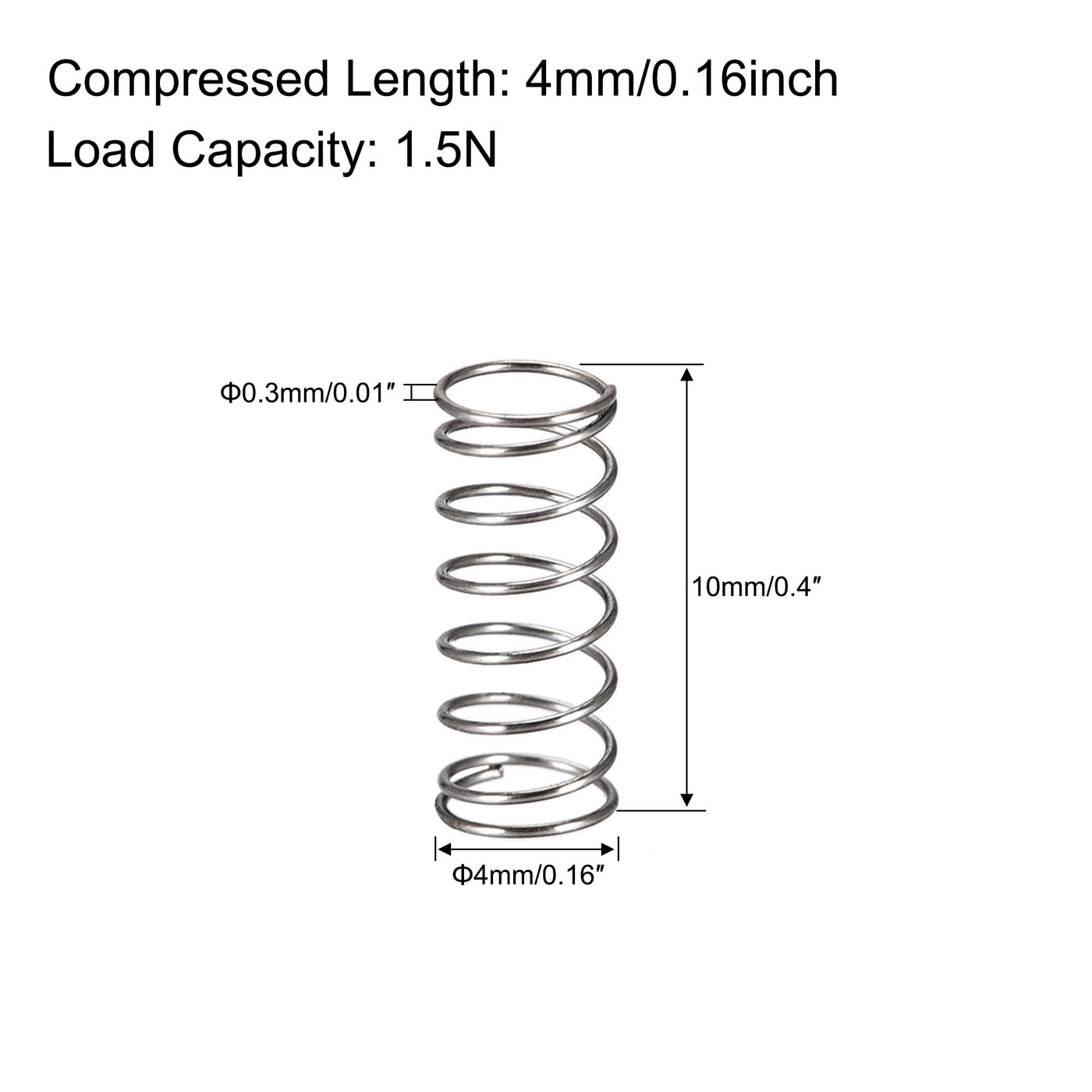 uxcell Uxcell Compressed Spring,Free Length,1.5N Load Capacity,Gray,30pcs
