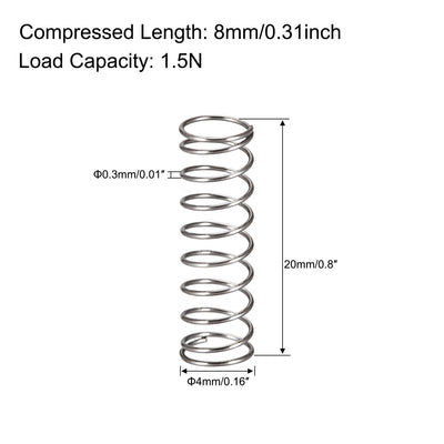 Harfington Uxcell Compressed Spring,Free Length,1.5N Load Capacity,Gray,30pcs