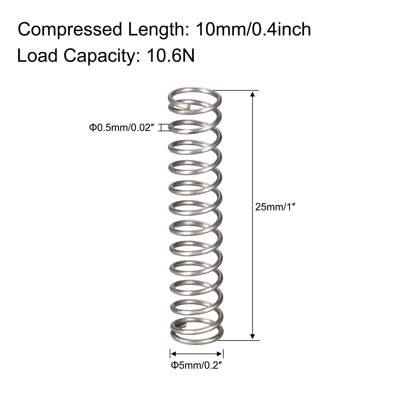 uxcell Uxcell Compressed Spring,Free Length,10.6N Load Capacity,Gray,50pcs