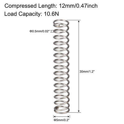 Harfington Uxcell Compressed Spring, Free Length,10.6N Load Capacity,Grey,10pcs