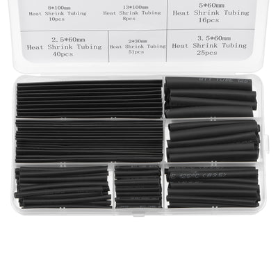 Harfington 170pcs 2:1 Heat Shrink Tubing Kit, Heat Shrink Tubes Wire Wrap, 8 Sizes, Black