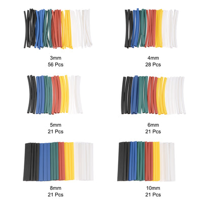 Harfington 168pcs 2:1 Heat Shrink Tubing Kit, Heat Shrink Tubes Wire Wrap, 1/8",5/32",3/16",1/4",5/16",3/8" Diameter