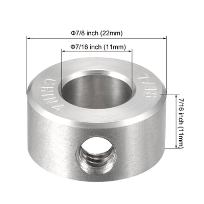 Harfington Drill Stop 7/16"  I.D. Stainless Steel for Set Screws Chuck Woodworking Drill Bits Depth Holder 4Pcs