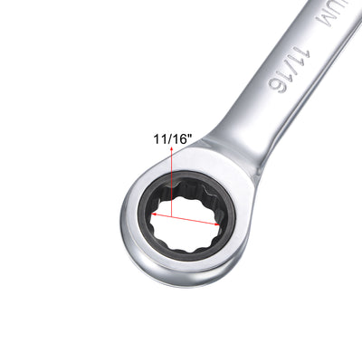 Harfington Ratcheting Combination Wrench SAE 72 Teeth 12 Point Box Ended Tools, Cr-V