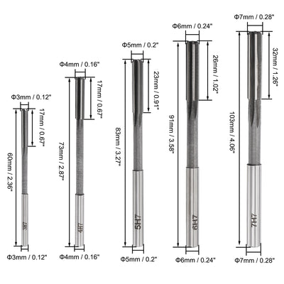 Harfington Chucking Reamer Set H7 Lathe Machine Reamer Straight Flute (3mm-12mm) 10pcs