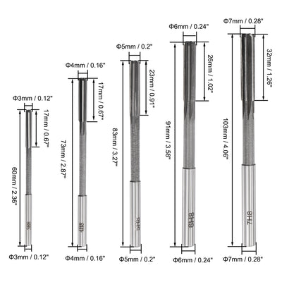 Harfington Chucking Reamer Set H8 Lathe Machine Reamer Straight Flute (3mm-12mm) 10pcs