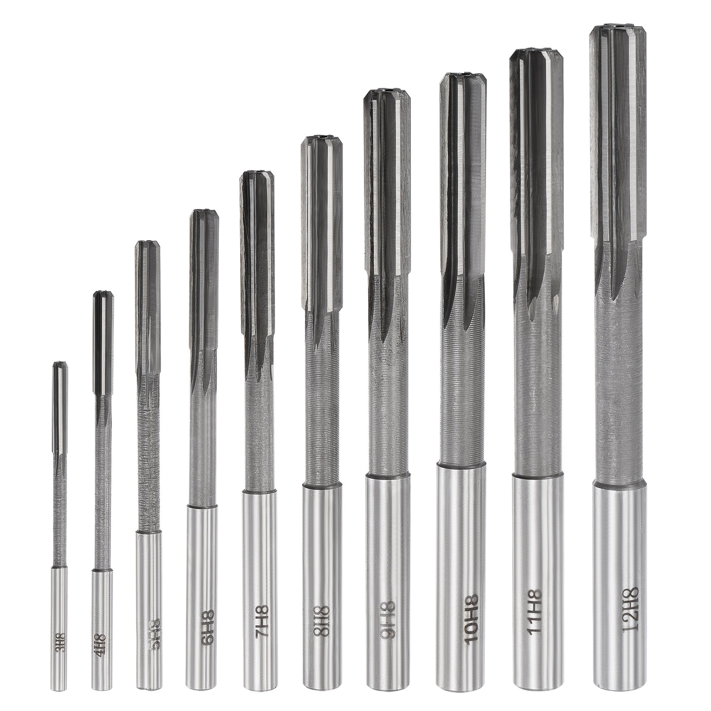 Harfington Chucking Reamer Set H8 Lathe Machine Reamer Straight Flute (3mm-12mm) 10pcs