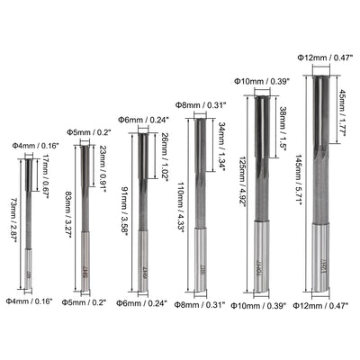 Harfington Chucking Reamer Set H7 Lathe Machine Reamer Straight Flute (4mm-12mm) 6pcs