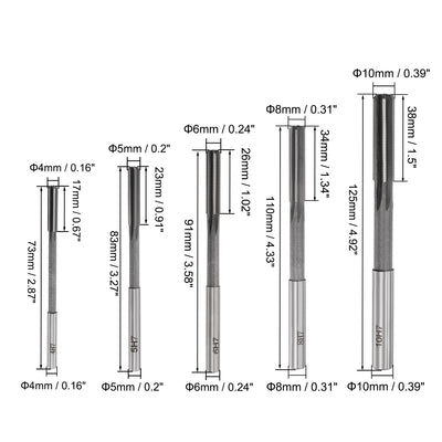 Harfington Chucking Reamer Set H7 Lathe Machine Reamer Straight Flute (4mm-10mm) 5pcs