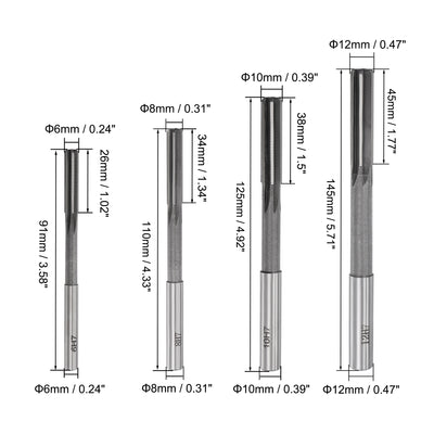 Harfington Chucking Reamer Set H7 Lathe Machine Reamer Straight Flute (6mm-12mm) 4pcs
