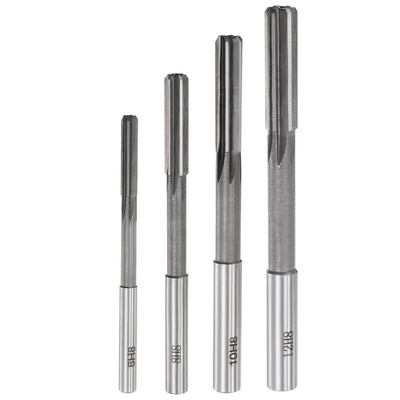 Harfington Chucking Reamer Set H8 Lathe Machine Reamer Straight Flute (6mm-12mm) 4pcs